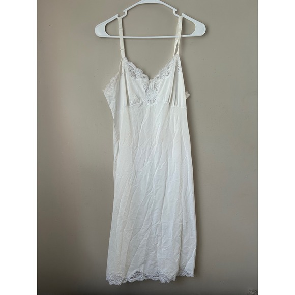 Shadowline Vintage White  Lace Trim Slip Dress  Lingerie Romantic Fairycore - Picture 1 of 5